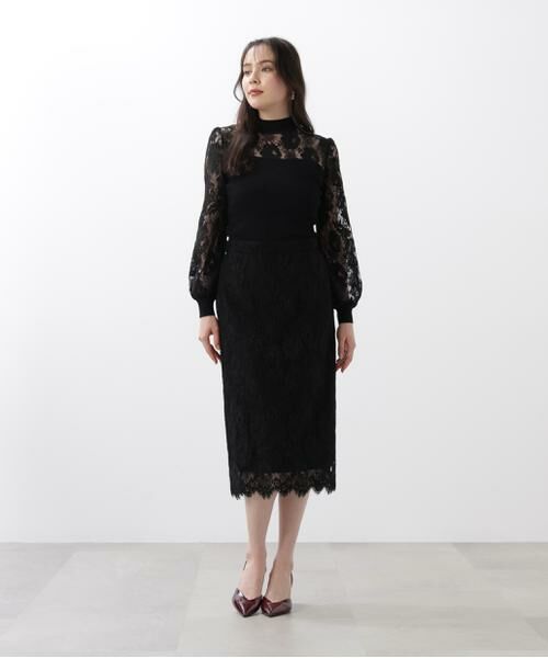 PINKY & DIANNE / ピンキーアンドダイアン ニット・セーター | ◆レースコンビモックネックニットプルオーバー | 詳細16