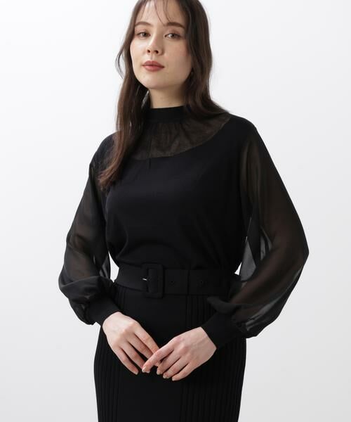 PINKY & DIANNE / ピンキーアンドダイアン ニット・セーター | ◆ギャザーネックシフォンコンビニット | 詳細2