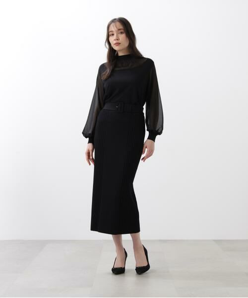 PINKY & DIANNE / ピンキーアンドダイアン ニット・セーター | ◆ギャザーネックシフォンコンビニット | 詳細5