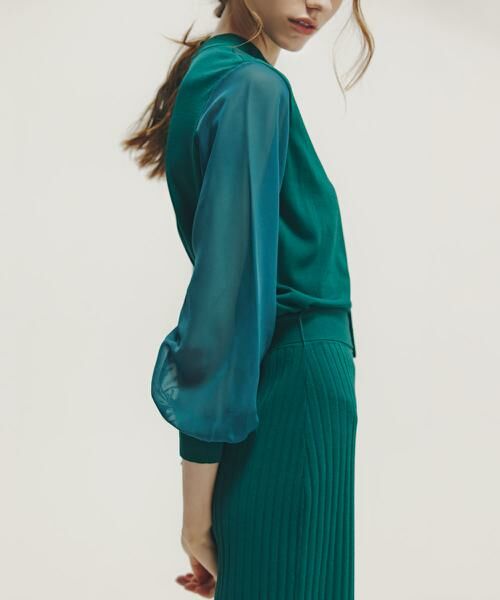 PINKY & DIANNE / ピンキーアンドダイアン ニット・セーター | ◆ギャザーネックシフォンコンビニット | 詳細14