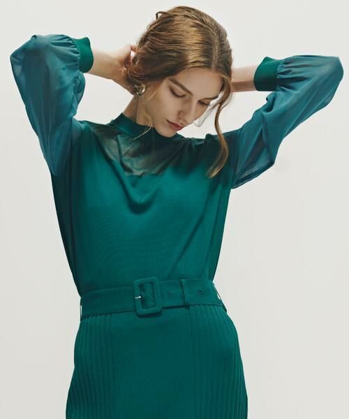 PINKY & DIANNE / ピンキーアンドダイアン ニット・セーター | ◆ギャザーネックシフォンコンビニット | 詳細15