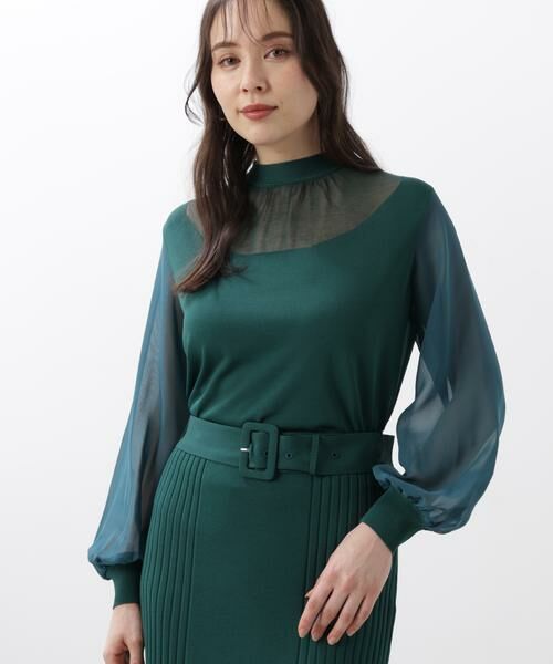 PINKY & DIANNE / ピンキーアンドダイアン ニット・セーター | ◆ギャザーネックシフォンコンビニット | 詳細16