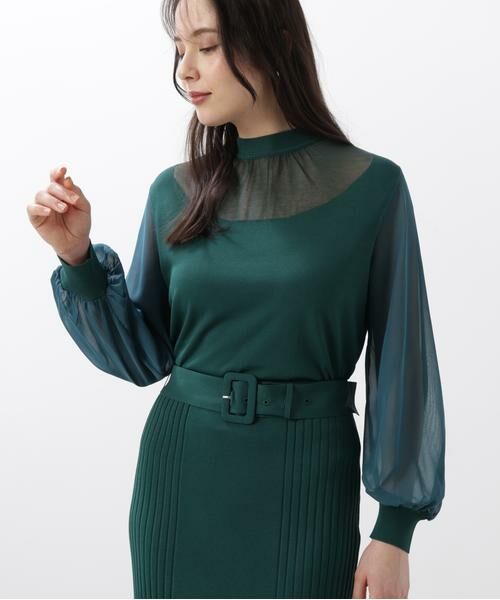 PINKY & DIANNE / ピンキーアンドダイアン ニット・セーター | ◆ギャザーネックシフォンコンビニット | 詳細17