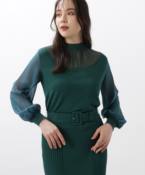 PINKY & DIANNE / ピンキーアンドダイアン ニット・セーター | ◆ギャザーネックシフォンコンビニット | 詳細18