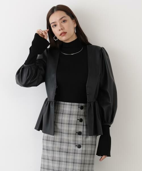 PINKY & DIANNE / ピンキーアンドダイアン シャツ・ブラウス | ◆フォーレザーペプラムブラウス | 詳細3