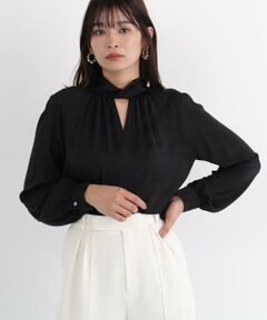 PINKY & DIANNE / ピンキーアンドダイアン シャツ・ブラウス | ◆ギャザーネックドットジャガードブラウス