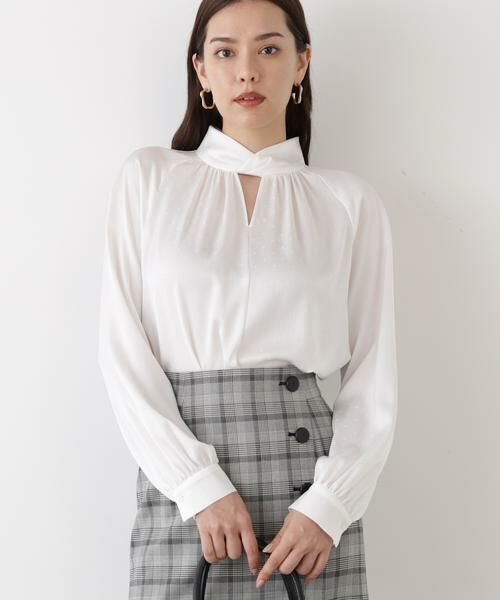 PINKY & DIANNE / ピンキーアンドダイアン シャツ・ブラウス | ◆ギャザーネックドットジャガードブラウス | 詳細3