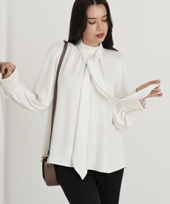 PINKY & DIANNE / ピンキーアンドダイアン シャツ・ブラウス | ◆ジャギーカフスリボンブラウス