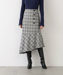 ◆グレンチェックアシンメトリーラッフルスカート
