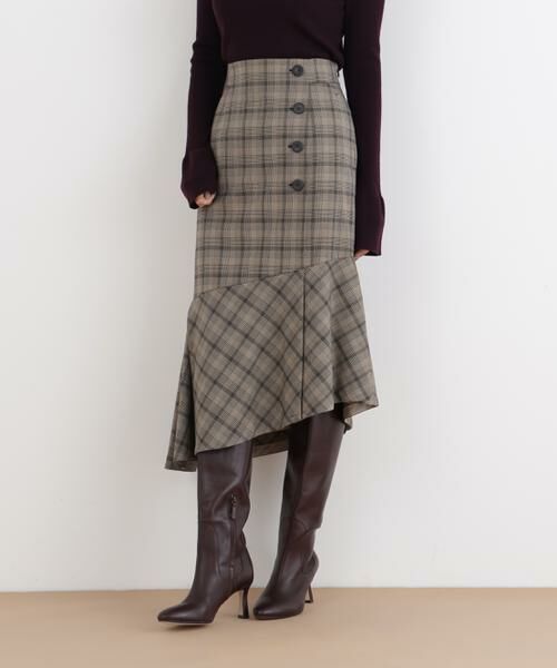 PINKY & DIANNE / ピンキーアンドダイアン スカート | ◆グレンチェックアシンメトリーラッフルスカート | 詳細11