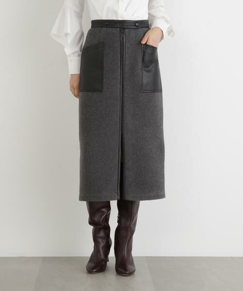 PINKY & DIANNE / ピンキーアンドダイアン スカート | ◆ウールレットジップスカート(ミディアムグレー)