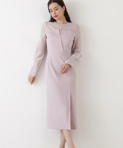 PINKY & DIANNE / ピンキーアンドダイアン ミニ丈・ひざ丈ワンピース | ◆パールスリーブドッキングワンピース | 詳細2