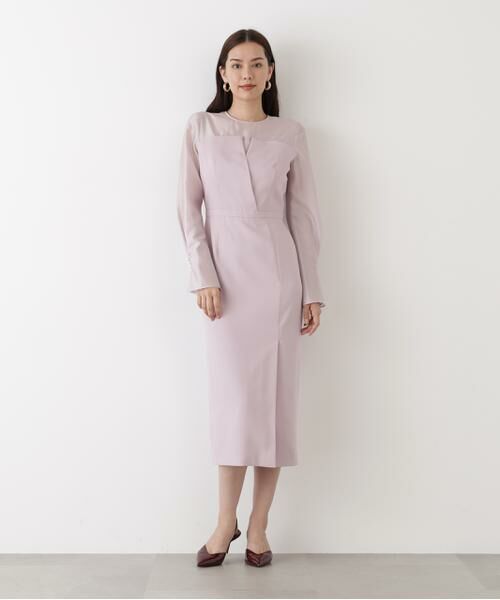 PINKY & DIANNE / ピンキーアンドダイアン ミニ丈・ひざ丈ワンピース | ◆パールスリーブドッキングワンピース | 詳細3