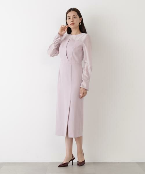 PINKY & DIANNE / ピンキーアンドダイアン ミニ丈・ひざ丈ワンピース | ◆パールスリーブドッキングワンピース | 詳細4