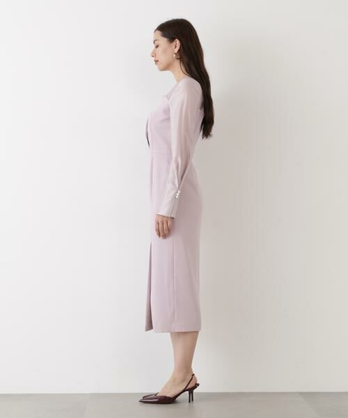 PINKY & DIANNE / ピンキーアンドダイアン ミニ丈・ひざ丈ワンピース | ◆パールスリーブドッキングワンピース | 詳細6