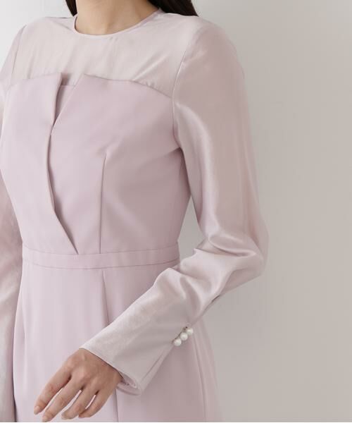 PINKY & DIANNE / ピンキーアンドダイアン ミニ丈・ひざ丈ワンピース | ◆パールスリーブドッキングワンピース | 詳細9