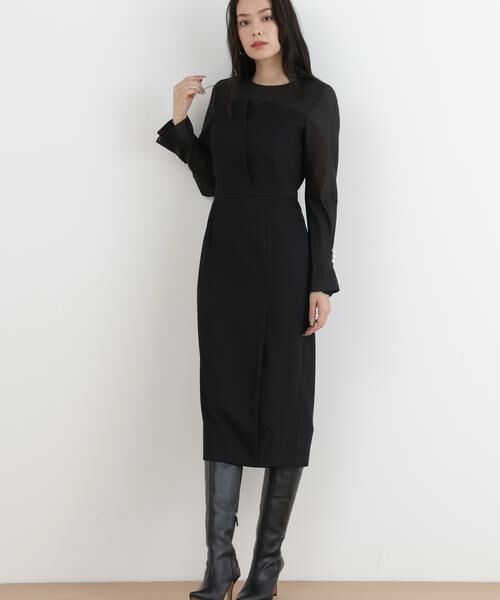 PINKY & DIANNE / ピンキーアンドダイアン ミニ丈・ひざ丈ワンピース | ◆パールスリーブドッキングワンピース | 詳細22