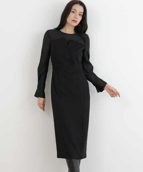 PINKY & DIANNE / ピンキーアンドダイアン ミニ丈・ひざ丈ワンピース | ◆パールスリーブドッキングワンピース | 詳細23