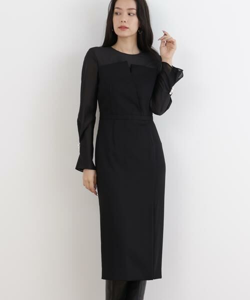 PINKY & DIANNE / ピンキーアンドダイアン ミニ丈・ひざ丈ワンピース | ◆パールスリーブドッキングワンピース | 詳細24