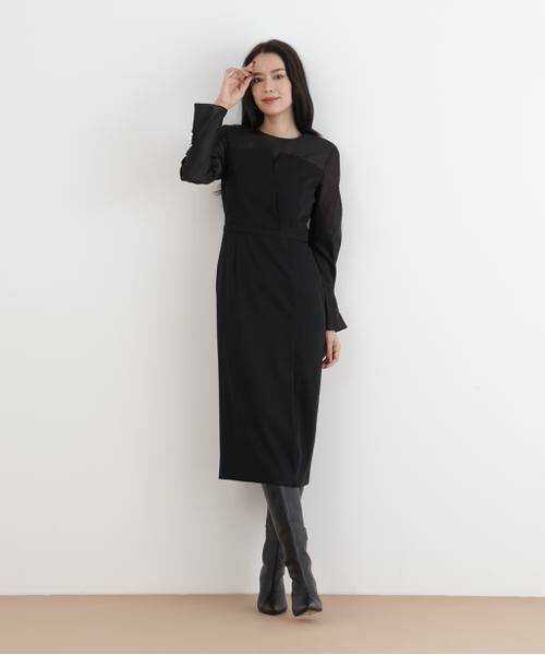 PINKY & DIANNE / ピンキーアンドダイアン ミニ丈・ひざ丈ワンピース | ◆パールスリーブドッキングワンピース | 詳細25