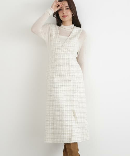 PINKY & DIANNE / ピンキーアンドダイアン ミニ丈・ひざ丈ワンピース | ◆ループツイードジャンバースカート | 詳細2