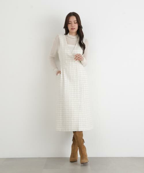 PINKY & DIANNE / ピンキーアンドダイアン ミニ丈・ひざ丈ワンピース | ◆ループツイードジャンバースカート | 詳細4