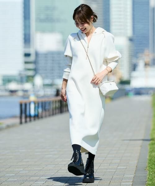 PINKY & DIANNE / ピンキーアンドダイアン ミニ丈・ひざ丈ワンピース | ◆タックスリーブフーディワンピース | 詳細2