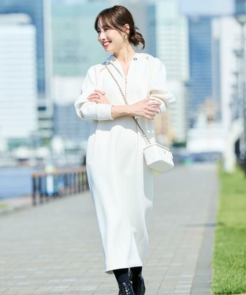 PINKY & DIANNE / ピンキーアンドダイアン ミニ丈・ひざ丈ワンピース | ◆タックスリーブフーディワンピース(エクリュ1)