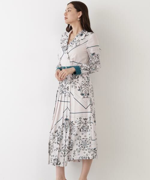 PINKY & DIANNE / ピンキーアンドダイアン ミニ丈・ひざ丈ワンピース | ◆フローラルスカーフプリントワンピース | 詳細4