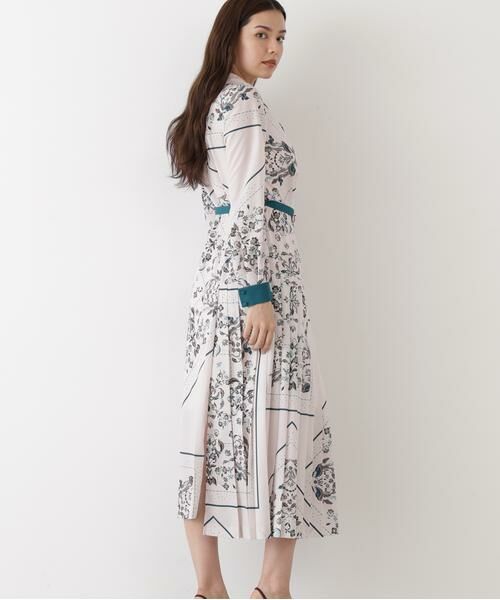 PINKY & DIANNE / ピンキーアンドダイアン ミニ丈・ひざ丈ワンピース | ◆フローラルスカーフプリントワンピース | 詳細5