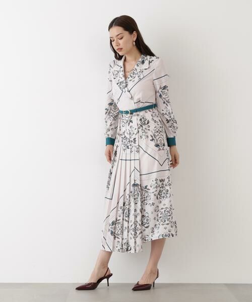 PINKY & DIANNE / ピンキーアンドダイアン ミニ丈・ひざ丈ワンピース | ◆フローラルスカーフプリントワンピース | 詳細7