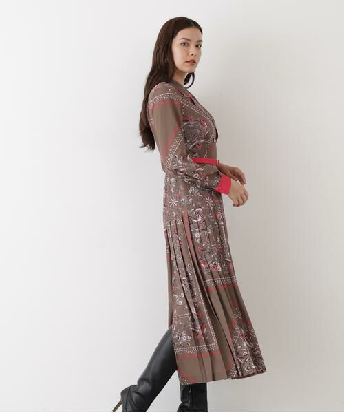 PINKY & DIANNE / ピンキーアンドダイアン ミニ丈・ひざ丈ワンピース | ◆フローラルスカーフプリントワンピース | 詳細13