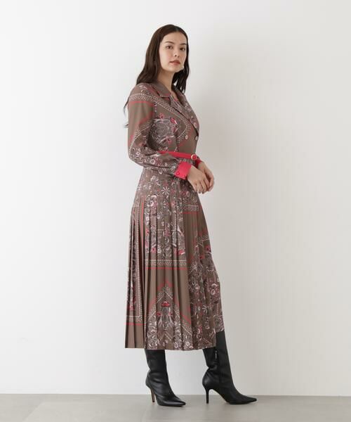 PINKY & DIANNE / ピンキーアンドダイアン ミニ丈・ひざ丈ワンピース | ◆フローラルスカーフプリントワンピース | 詳細15