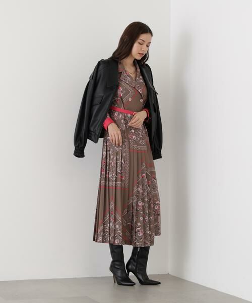 PINKY & DIANNE / ピンキーアンドダイアン ミニ丈・ひざ丈ワンピース | ◆フローラルスカーフプリントワンピース | 詳細16