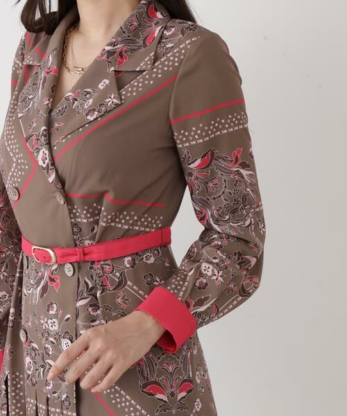 PINKY & DIANNE / ピンキーアンドダイアン ミニ丈・ひざ丈ワンピース | ◆フローラルスカーフプリントワンピース | 詳細18