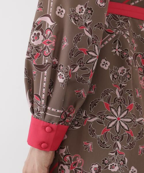 PINKY & DIANNE / ピンキーアンドダイアン ミニ丈・ひざ丈ワンピース | ◆フローラルスカーフプリントワンピース | 詳細20