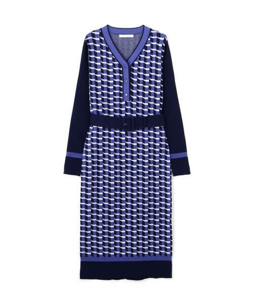 PINKY & DIANNE / ピンキーアンドダイアン ミニ丈・ひざ丈ワンピース | ◆ジオメトリックジャガードニットワンピース | 詳細1