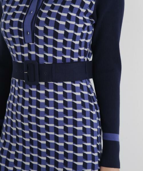 PINKY & DIANNE / ピンキーアンドダイアン ミニ丈・ひざ丈ワンピース | ◆ジオメトリックジャガードニットワンピース | 詳細10