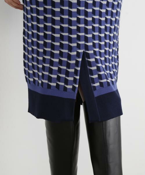 PINKY & DIANNE / ピンキーアンドダイアン ミニ丈・ひざ丈ワンピース | ◆ジオメトリックジャガードニットワンピース | 詳細11