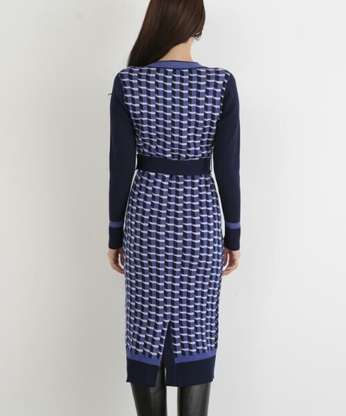 PINKY & DIANNE / ピンキーアンドダイアン ミニ丈・ひざ丈ワンピース | ◆ジオメトリックジャガードニットワンピース | 詳細7