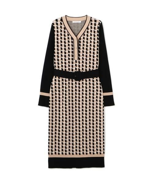 PINKY & DIANNE / ピンキーアンドダイアン ミニ丈・ひざ丈ワンピース | ◆ジオメトリックジャガードニットワンピース | 詳細14