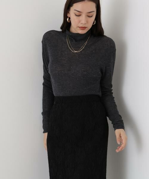 PINKY & DIANNE / ピンキーアンドダイアン ニット・セーター | ◆スパンコールシアーモックネックプルオーバー | 詳細18