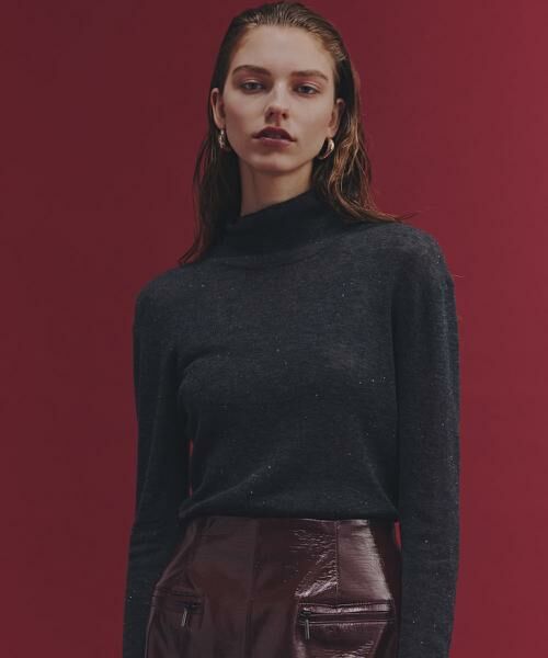 PINKY & DIANNE / ピンキーアンドダイアン ニット・セーター | ◆スパンコールシアーモックネックプルオーバー(グレー)