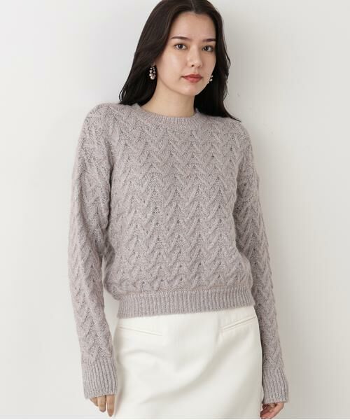 PINKY & DIANNE / ピンキーアンドダイアン ニット・セーター | ◆ラメケーブルニットプルオーバー | 詳細3