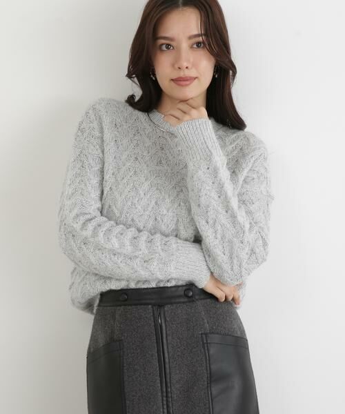 PINKY & DIANNE / ピンキーアンドダイアン ニット・セーター | ◆ラメケーブルニットプルオーバー | 詳細11