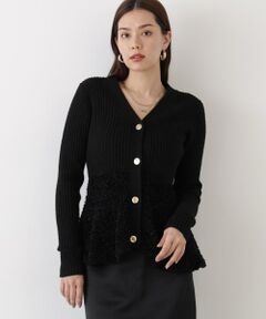 PINKY & DIANNE / ピンキーアンドダイアン カーディガン・ボレロ | ◆ツイードコンビペプラムカーディガン