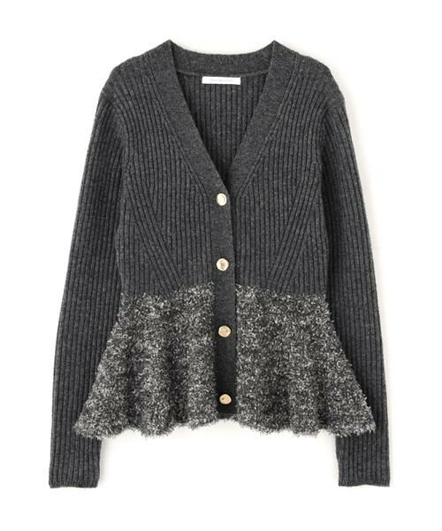 PINKY & DIANNE / ピンキーアンドダイアン カーディガン・ボレロ | ◆ツイードコンビペプラムカーディガン | 詳細1