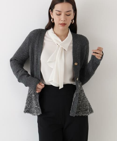 PINKY & DIANNE / ピンキーアンドダイアン カーディガン・ボレロ | ◆ツイードコンビペプラムカーディガン | 詳細4