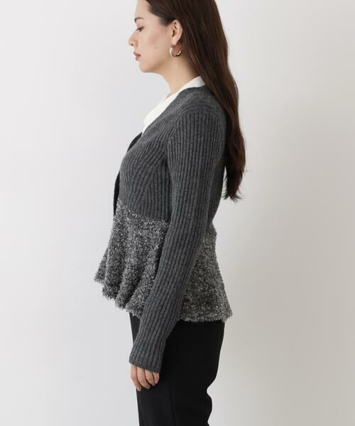 PINKY & DIANNE / ピンキーアンドダイアン カーディガン・ボレロ | ◆ツイードコンビペプラムカーディガン | 詳細7