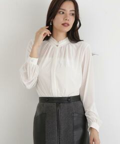 PINKY & DIANNE / ピンキーアンドダイアン シャツ・ブラウス | ◆ベルベットコンビギャザーブラウス